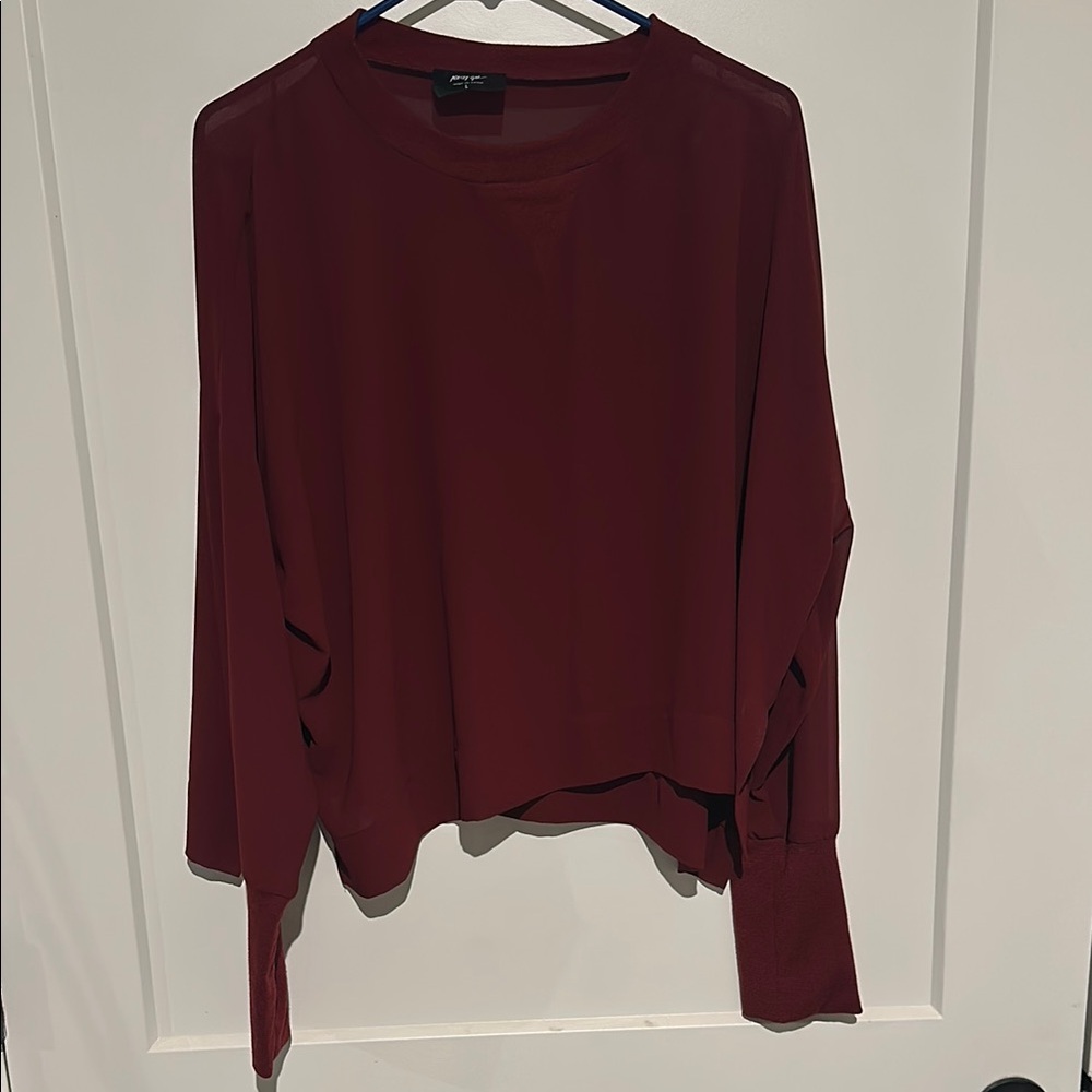 Nasty Gal Red Sheer Blouse with Relaxed Fit